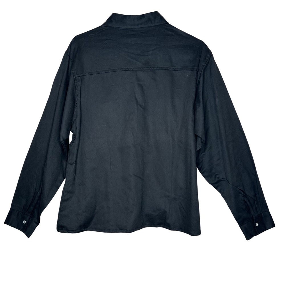 Faded Glory VTG NWT Women's XL Button Up Shirt Black Long Sleeve Top - Picture 2 of 8